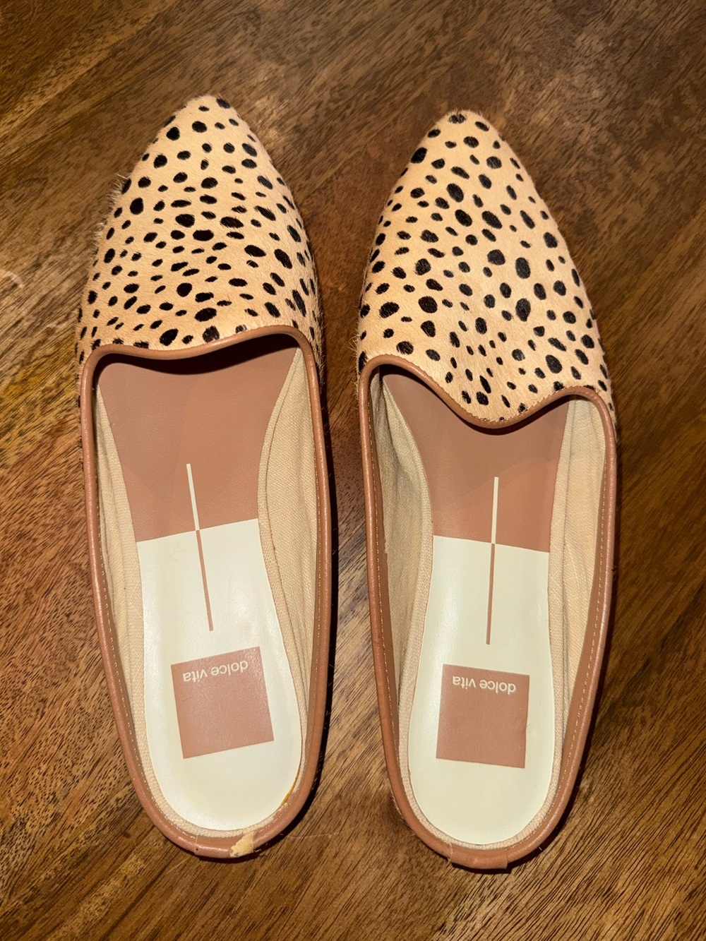 Dolce Vita Beige Leopard Print Pointed Toe Flats